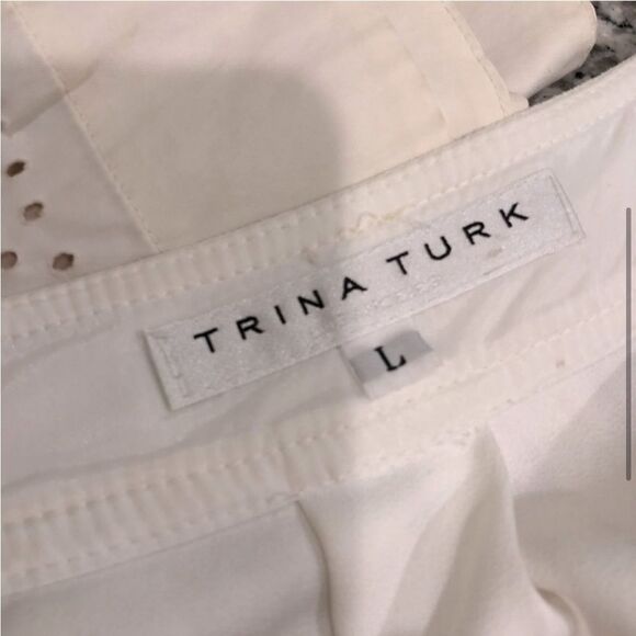 Trina Turk Bell Sleeve White Blouse Large - Picture 5 of 6